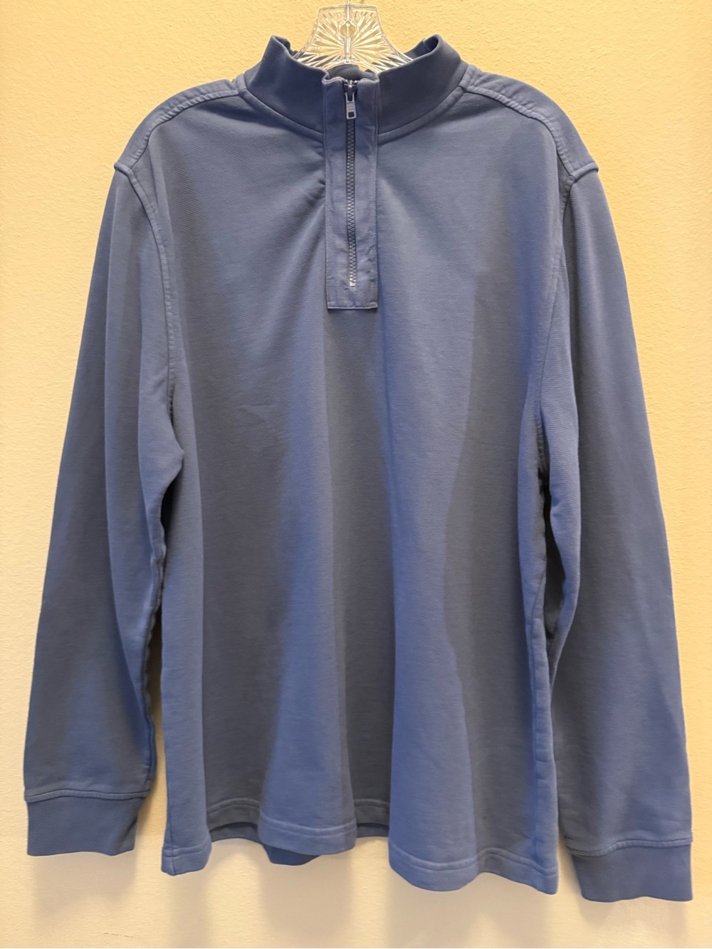 UNTUCKit Pullover Mens XLarge Sweater Quarter Zip Wolfred-Mid Blue Elbow Patch - Picture 2 of 16